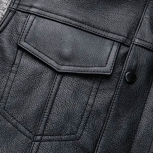 Breathable Leather Biker Vest Motorcycle Motorbike Vest for <b>Men</b> Hot Sale Good Quality Price Leather Vest New Design Wholesale - Product Image 4