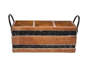 Meilleur organisateur de table porte-cuillère en bois à 3 compartiments avec poignée en métal à bas prix de l'exportateur indien - Product Image 5