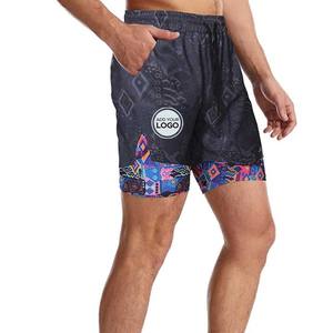 Pantalones cortos de entrenamiento 2 en 1 para hombre con forro y bolsillos, pantalones cortos elásticos atléticos de secado rápido ligeros de verano para correr - Product Image 1