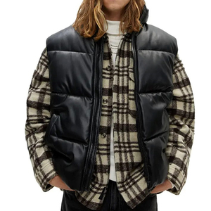 2025 Chaleco de cuero moderno para hombre sin mangas personalizado transpirable Hip Hop Streetwear invierno al aire libre moda chaleco - Product Image 2