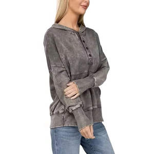 Sudaderas Personalizadas de Algodón Grueso con Lavado Ácido, Decoloración al Sol, Anti-Pilling y Transpirables para Mujer - Product Image 6