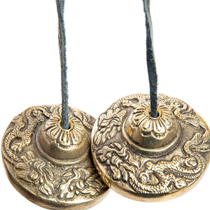 Platillos budistas Tingsha, campanas de Metal Tingsha, platillos Tingsha, símbolo de la suerte tibetano, campanillas de Yoga de meditación en relieve, venta al por mayor - Product Image 3