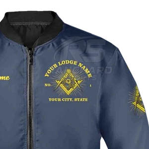 Chaqueta Masónica de Manga Larga para Hombre, Chaqueta Bomber Masónica de Lujo con Símbolo Bordado de Logia - Product Image 4