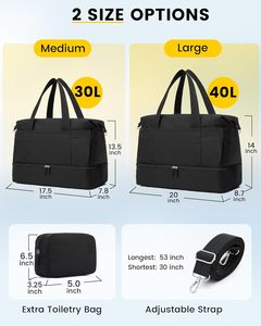 30L <b>Travel</b> Duffle <b>Bag</b> with Zipper Closure for Women & Men Includes Shoe Pocket and <b>Toiletry</b> <b>Bag</b> - Product Image 5
