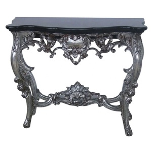 Table de console en bois peinte argent et noir, style antique, sculptée à la main, table d'entrée classique pour hôtel - Product Image 5