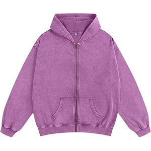 Hot Sale Acid Wash Zipper Hoodies <b>Men</b> Custom Logo Streetwear Oversized <b>Zip</b> <b>Up</b> Jackets Hooded Sweatshirts OEM Supplier - Product Image 1