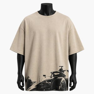 เสื้อยืดสตรีทแวร์ผู้ชายไซส์ใหญ่ ผ้าฝ้าย พิมพ์ลายมินิมอล ทรงหลวม ไหล่ตก รับผลิตตามแบบ (OEM) ขายส่ง - Product Image 1