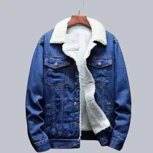 Jean <b>Jacket</b> for <b>Men</b> <b>Trucker</b> Style Zipper <b>Men's</b> Denim <b>Jacket</b> - Product Image 1