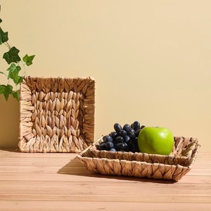 Plateaux de service pour le petit-déjeuner, thé et café, vente en gros, plateau de rangement en jacinthe d'eau naturelle, prêt à être expédié - Product Image 4