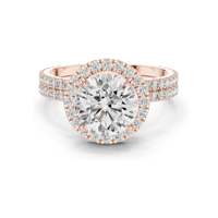 Bague de fiançailles pour femme avec halo de diamants de laboratoire ronds brillants de 2,83 carats, pierres VVS-VS EF CVD, or 18KT/14KT/10KT et argent 925 rose