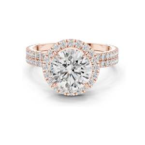 Anillo Halo con Diamante de Laboratorio Redondo Brillante de 2.83 CT para Mujer, Piedras VVS-VS EF CVD, Oro de 18KT, 14KT, 10KT y Plata 925, Color Rosa - Product Image 1