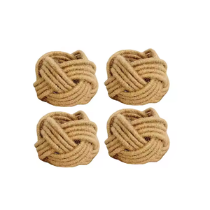 Ronds de serviette écologiques en bois de noyer foncé de qualité supérieure et rotin de jute, ronds de serviette élégants et durables disponibles - Product Image 5