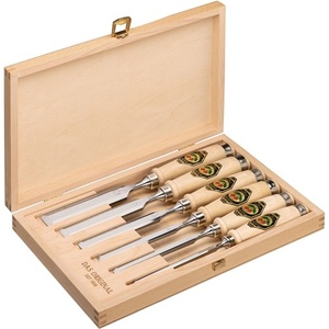 Juego de 6 Cinceles Estilo Ulm de 6, 10, 12, 16, 20 y 26 mm con Mango de Haya Blanca en Caja de Madera CHERRY para Otras Manualidades - Product Image 1