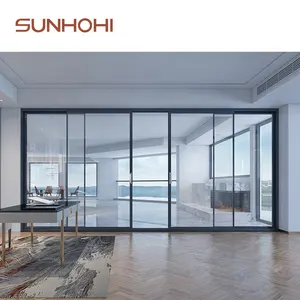 Sunhohi Flagship nhà máy chất lượng hàng đầu tự động đa theo dõi nhôm thương mại trượt cửa kính điện hiện đại cửa trượt