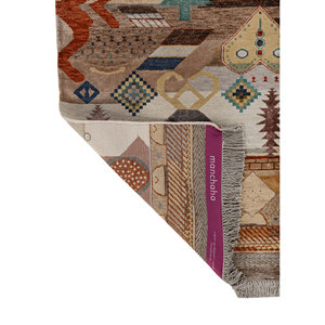 Manchaha Ivory Hand Knotted Wool & Bamboo Silk Rug Modern Floral Geometric Design <b>Washable</b> Carpet for Home Use-Les-2931 - Product Image 5