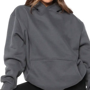 Sweats à capuche unisexes délavés à l'acide avec strass personnalisés Sweats à capuche surdimensionnés en coton épais uni de haute qualité sans ficelle - Product Image 3