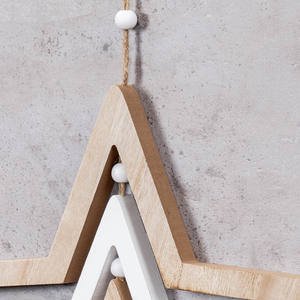 Campana de Viento Decorativa en Forma de Estrella, Fabricación OEM, D35cm, MDF, Madera Natural Blanca, Decoración Colgante de Madera - Product Image 4