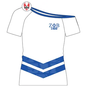 Zeta Phi Beta Camisa com ombro de fora Camisetas personalizadas | Camisetas femininas bordadas com camisas de algodão ZPB