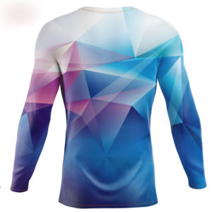 เสื้อรัดกล้ามเนื้อแบบซับลิเมชั่นสำหรับผู้ชาย ป้องกันรังสียูวี แขนยาว แห้งเร็ว ระบายอากาศ ป้องกันแบคทีเรีย ผลิตจากผ้าสแปนเด็กซ์/โพลีเอสเตอร์ - Product Image 6