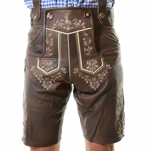 Pantalones Cortos de Cuero Personalizados para Hombre, Pantalones Cortos de Cuero Auténtico para Oktoberfest, Pantalones Cortos de Cuero Bordados Bávaros, Proveedor al por Mayor, OEM, ODM - Product Image 1