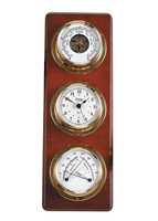 Horloge murale à base en bois analogique avec thermomètre et hygromètre horloge à hublot/horloge baromètre hygromètre en laiton