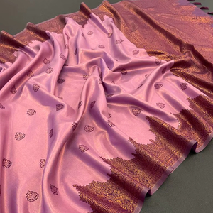 Aspecto tradicional diseñador indio seda Sari última exclusiva elegante blusa elegante fiesta étnica nupcial boda desgaste para mujer chica - Product Image 1