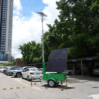 Tour d'éclairage solaire mobile personnalisée sur remorque, 2x600W panneaux solaires, IP65, utilisation routière, mât électrique relevable 7m 9m, LED