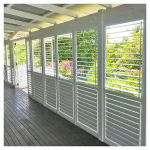 Prima Customized Aluminum & Wood Shutters Door for Air vent with rain proof function PR-G0811-4