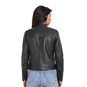 Chaqueta de cuero genuino de diseño personalizado para Mujer | Abrigo elegante ajustado para Mujer | OEM ODM Proveedor al por mayor - Product Image 4