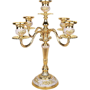 Candelabros de diseño italiano de aspecto brillante, Color plateado con 2 brazos, portavelas moderno de diseñador y soporte de mesa decorativa - Product Image 2