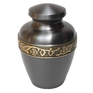 Urna de cremación verde para cenizas humanas adultas Banda floral de estilo americano Urna conmemorativa de metal y latón Almacenamiento funerario decorativo - Product Image 6