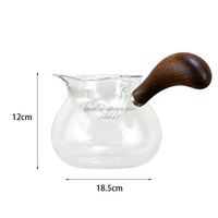 Infuseur à thé en verre avec poignée en bois de 500 ml, filtre intégré, tasse à café en verre soufflé à la main, tasse à café turque, idéal pour la maison et le travail