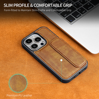 Étui de téléphone portable pliable en cuir PU de style professionnel, antichoc, anti-traces de doigts, avec support et porte-cartes, logo personnalisable pour