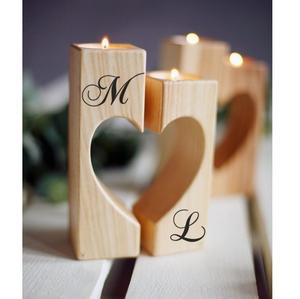 Wooden <b>Candle</b> Holder <b>Set</b> for Dining Table Wedding Parties Event - Product Image 1