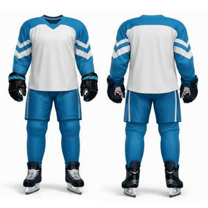 Uniforme de Hockey sobre Hielo Azul Cielo y Blanco Más Popular - Diseña Tu Propio Logotipo Ropa Deportiva Jersey Profesional con Mangas de Doble Chevron - Product Image 3