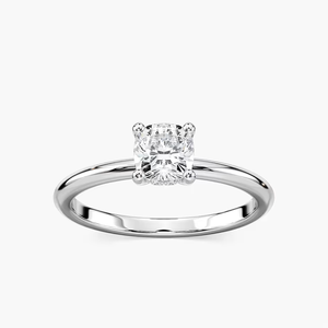 Anillo de Compromiso con Halo Oculto de Diamante Cultivado en Laboratorio de Corte Cojín de 1.00 CT, Certificado IGI, Oro Sólido de 14K, Anillo Solitario para Mujer - Product Image 4