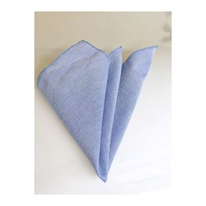 Pochette de costume bleu ciel 100 % coton, design uni, accessoire pour veste de costume - Product Image 2