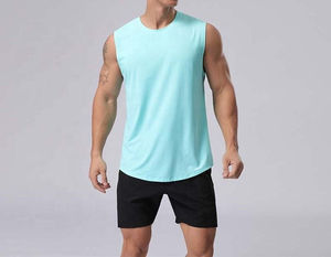 Camiseta sin mangas para hombre con logotipo, ropa de calle informal y ropa de gimnasio, espalda cruzada o estilos de tirantes disponibles - Product Image 3