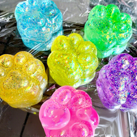 Balle anti-stress en plastique souple Patte de chat Galaxie Scintillante, Jouet sensoriel Fidget Aurora à remontée lente, Cadeau pour étudiant