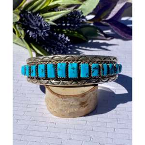 Vintage Navajo Tommie Tso Sr. <b>Sleeping</b> Beauty Turquoise Sterling Silver Cuff Bracelet - Product Image 1