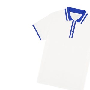 Polo blanc pour homme avec col rayé bleu, en coton confortable, décontracté, élégant, à manches courtes, tendance, chemise tendance - Product Image 4