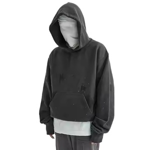 Pullover Hoodie Men French Terry Drop Shoulder No <b>Strings</b> Oversized Sun Faded Streetwear Men's Hoodies by Behram International - Product Image 6