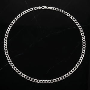 <b>Titanium</b> Moissanite Claw Set Statement <b>Chain</b> 925 Sterling Silver Diamond-Cut Finish Gift for Her - Product Image 1
