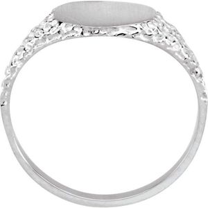 Round Nugget Signet <b>Ring</b> Men's <b>Dainty</b> Statement Cluster <b>Ring</b> with Bezel Setting Rhodium Plated for Everyday Wear - Product Image 2