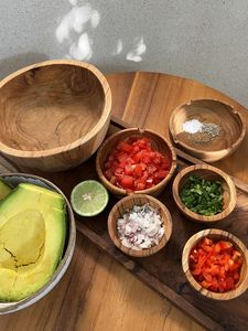 Walnut <b>Wood</b> Creative Salad <b>Fruit</b> <b>Bowl</b> Handmade Lightweight Disposal 1pc Polished <b>Bowls</b> with Pistachios and Cashews for Parties - Product Image 2