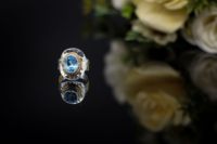 Conjunto de bisel de Plata de Ley 925 sólida de diseñador, anillo de piedras preciosas de Topacio Azul Natural, sin níquel, sin plomo, Unisex para fiestas de bodas