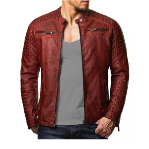 Chaqueta de cuero original para hombre, proveedor a granel, marca personalizada, estilo motociclista, fábrica OEM, soporte ODM, ropa para clima frío - Product Image 3
