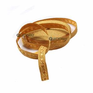 OEM Lingote Trenza de alambre de oro de encaje francés al por mayor Galloon Custom Lace Trim Material textil metálico francés de lujo de encaje artesanías - Product Image 5