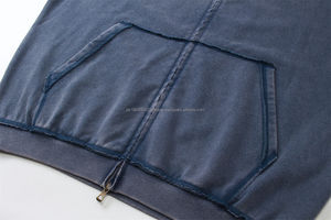 Sudadera con Capucha Personalizada con Logotipo, Estilo Vintage, Cierre de Cremallera, para Hombre, Lavado Ácido, Desgastada, con Estampado Puff - Product Image 4