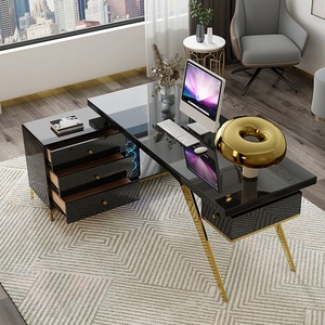 Modern Luxury Executive Desk Solid Wood Textured Ceramic Glass Top <b>Office</b> <b>Table</b> High End Boss CEO Furniture Ergonomic Storage Dr - Product Image 5